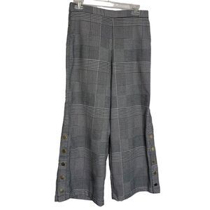 Who What Wear Pants Womens‎ Small Houndstooth Plaid Wide Leg Ankle Snap Leg Hem